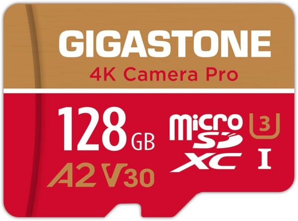 [5 Anni Recupero Dati Gratuito] GIGASTONE Scheda di Memoria 128 GB, 4K Camera Pro, Velocità fino a 100 MB/s, per GoPro, DJI, Drone, 4K Video A2 V30...