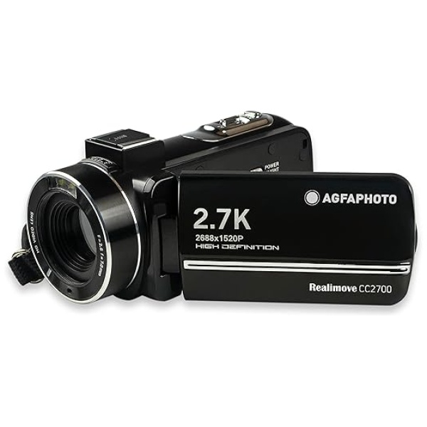 AGFA Photo Realimove CC2700 – Videocamera digitale (2.7 K, 24 MP, Touch Screen 3 pollici, Zoom 18 X, Telecomando, Batteria Litio) Nero