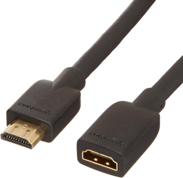 Amazon Basics Cavo prolunga HDMI ad alta velocità, maschio/femmina, 1.8 metri, Oro,Nero