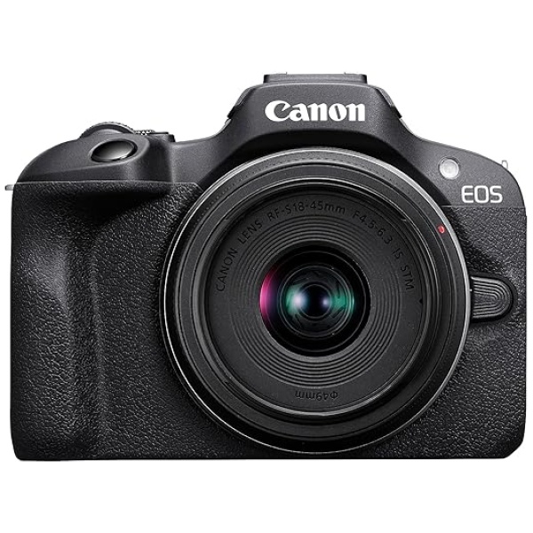 Canon EOS R100 + RF-S 18-45mm IS STM & RF-S 55-210mm IS STM Lenses - Fotocamera Mirrorless APS-C da 24,1 MP, Dual Pixel CMOS AF, Videocamera 4K,...