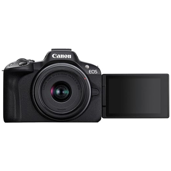 Canon EOS R50 APS-C Mirrorless + RF-S 18-45 f/4,5-6,3 (24,2 Mp,- Fino a 15fps, DIGIC X, Video 4K UHD Fino 30p, Dual Pixel CMOS Auto Focus II, Disp,...