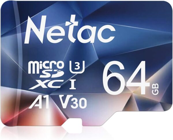 Netac 64 GB Scheda Micro SD, Scheda di Memoria A1, U3, C10, V30, 4K, 667X, UHS-I Velocità fino a 100/30 MB/sec(R/W) Micro SD Card per Telefono,...