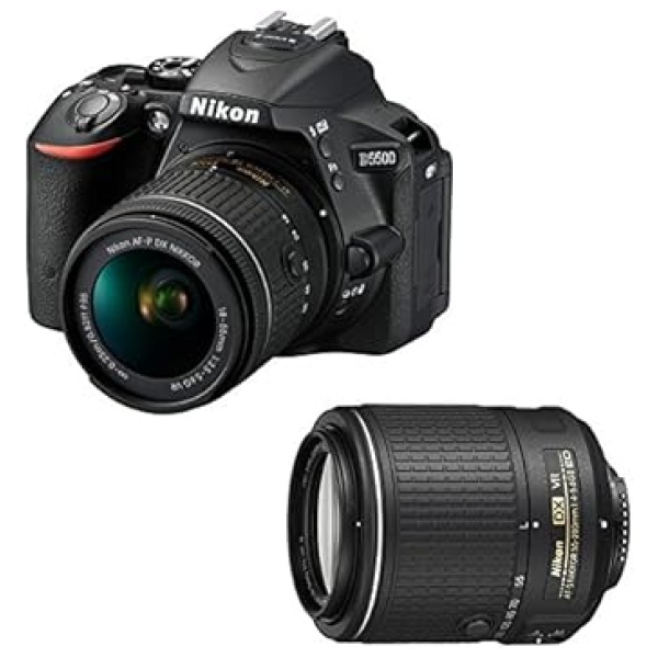 Nikon D5500 – Fotocamera reflex 24,2 MP, schermo touch girevole da 3,2’’, video full HD, Wi-Fi, filtri e effetti, HDR, kit con corpo e 2 obiettivi...